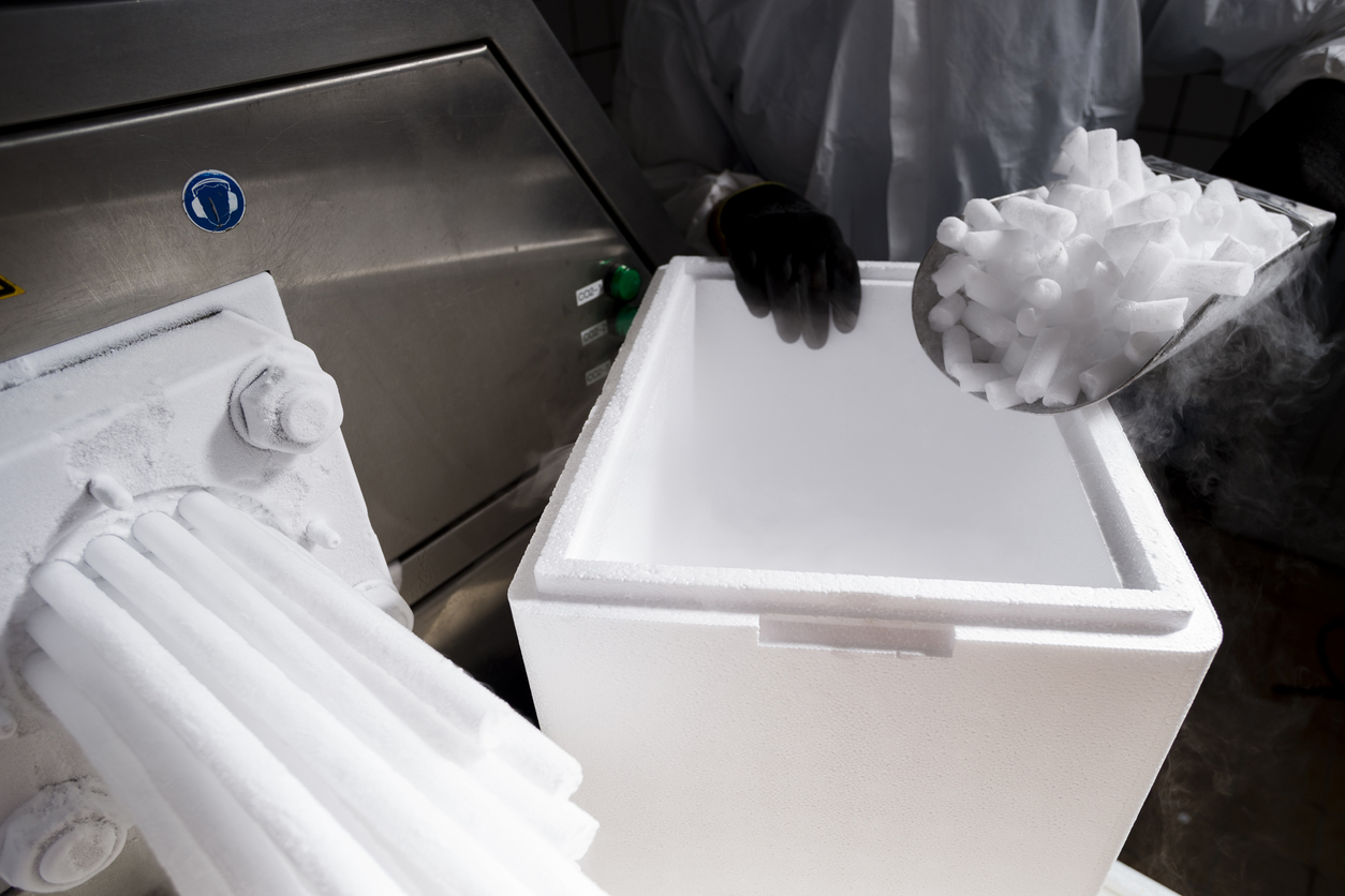 Dry ice in production